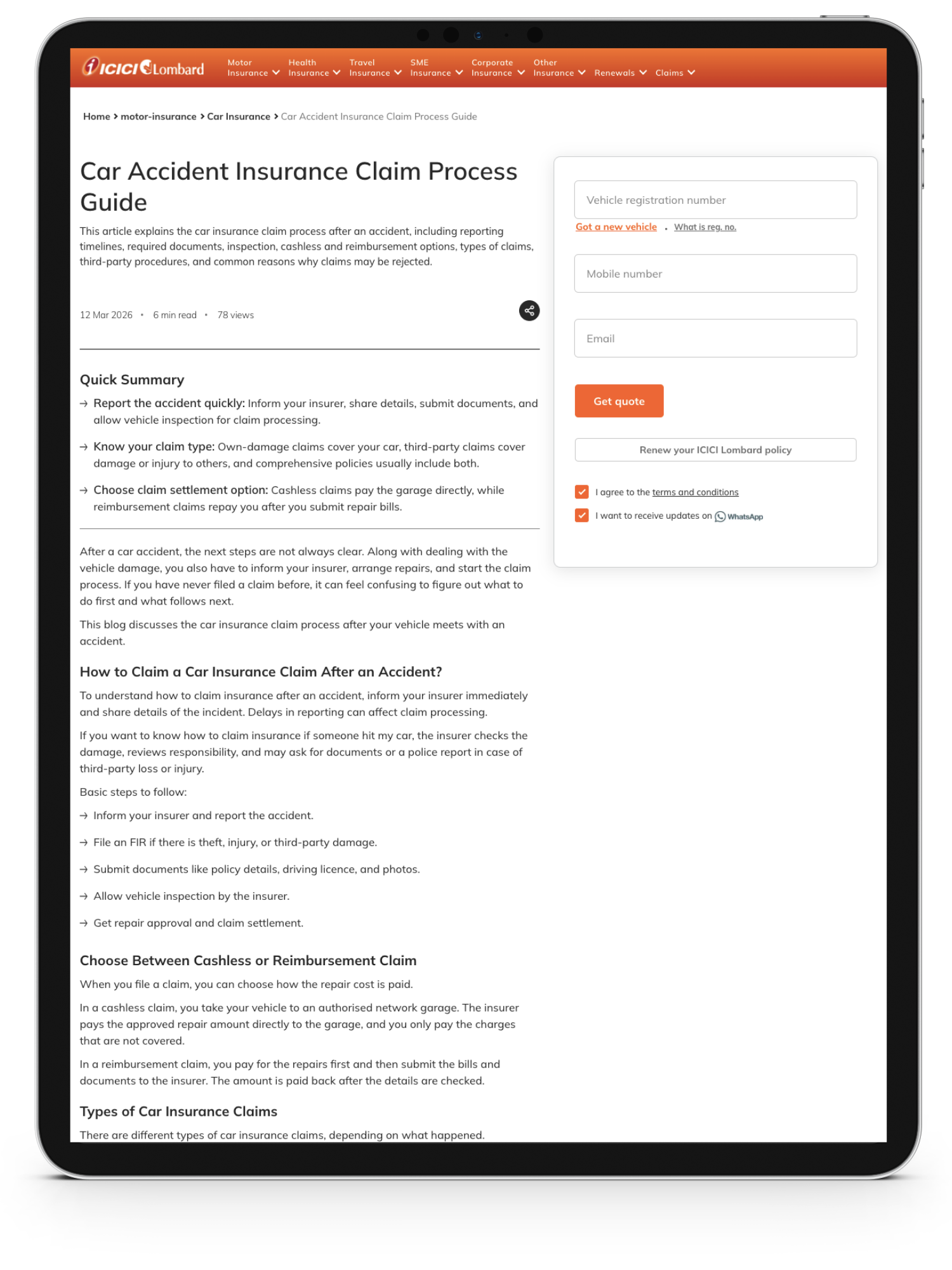 ICICI Lombard insurance content writing services<br />
