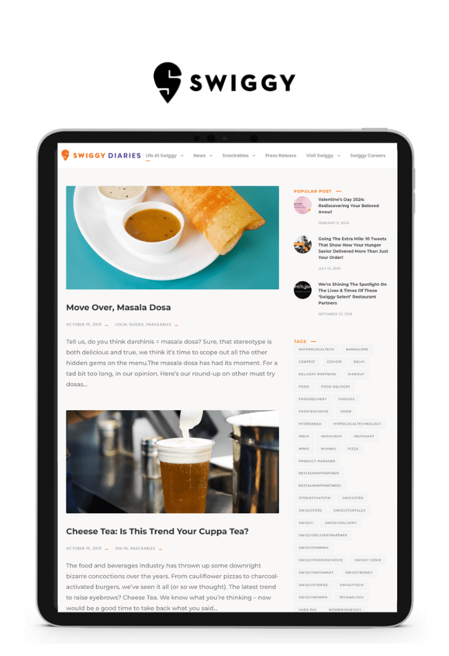 Swiggy email copywriting services client of fellocraft